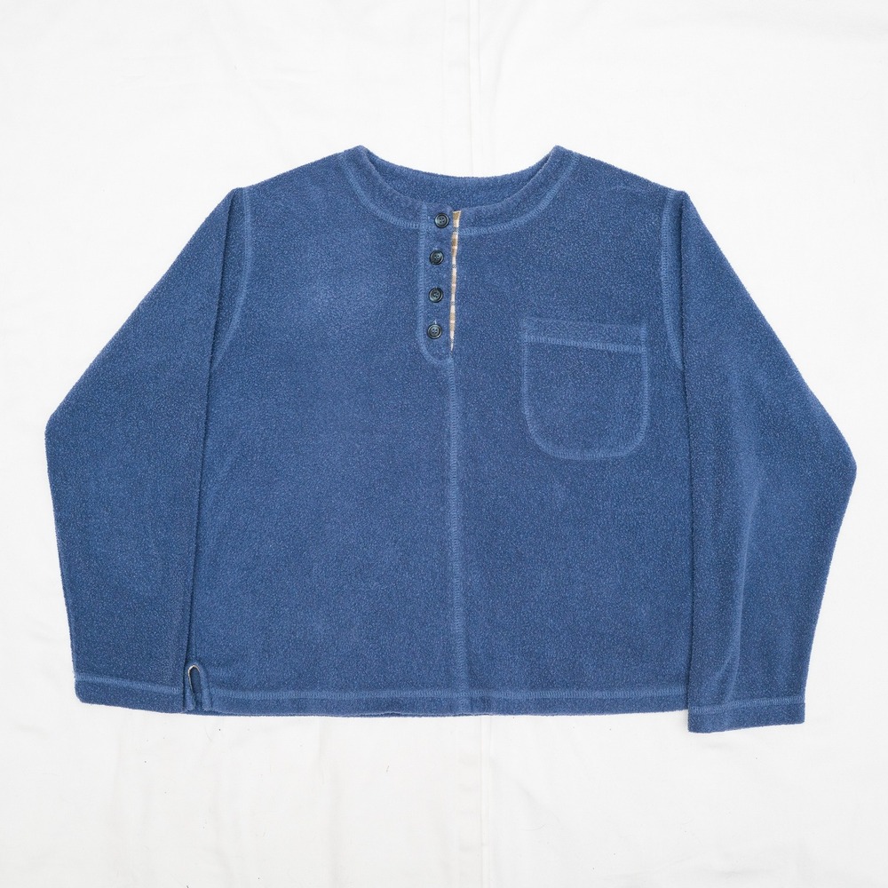 Vintage 70s 80s L.L.Bean Overlock‎ Stitch Henley Pocket Sweatshirt Womens Medium